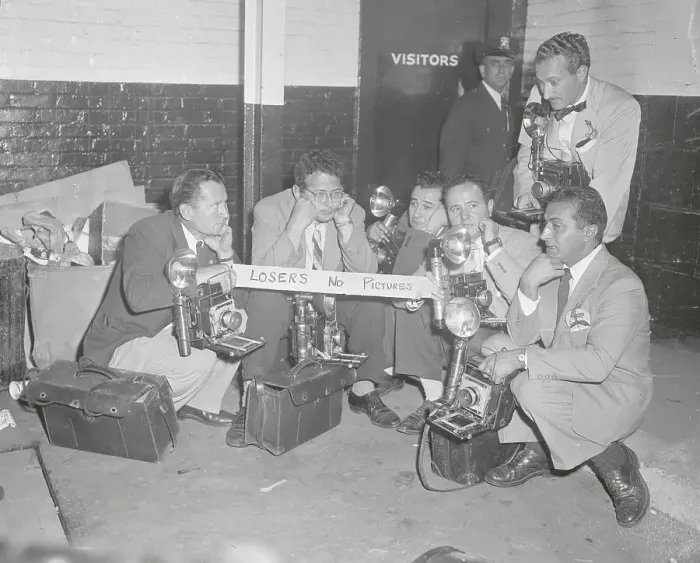 Framed Print : Photographers Outside Yankees Locker Framed Print : Photographers Outside Yankees Locker