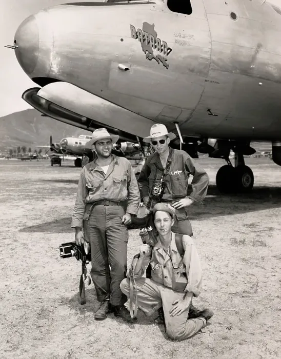 Framed Print : Photographers Pose With General MacArthur's Plane Framed Print : Photographers Pose With General MacArthur's Plane