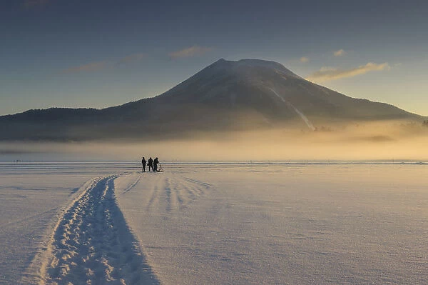 photographers taking photo of Lake Akan winter landscape
