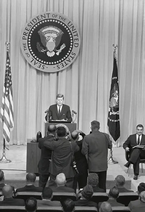 Framed Print : Photographers Taking Pictures of President John F. Kennedy Framed Print : Photographers Taking Pictures of President John F. Kennedy