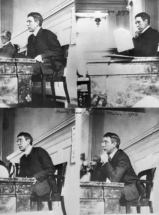 Framed Print : Four Photos of Harry K. Thaw on Trial, 1912 Framed Print : Four Photos of Harry K. Thaw on Trial, 1912