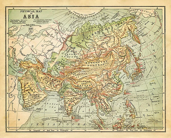 Physical map of asia