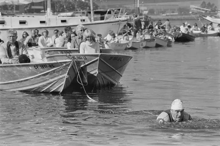 Framed Print : Physical Trainer Jack LaLanne Swimming in Harbor Framed Print : Physical Trainer Jack LaLanne Swimming in Harbor