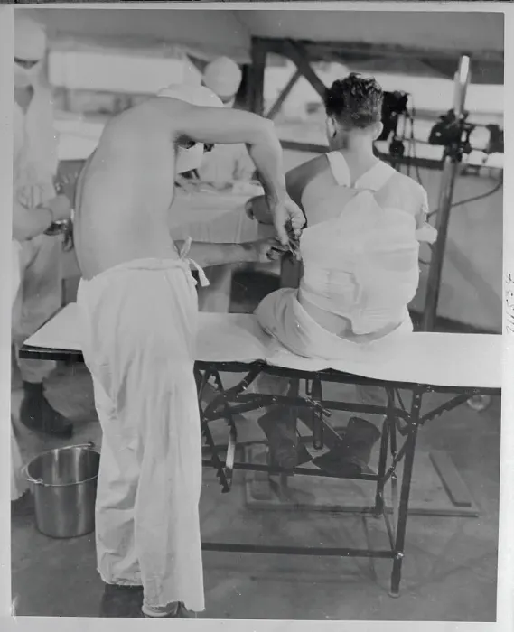 Framed Print : Physician at US Marine Hospital Tending to Patient Framed Print : Physician at US Marine Hospital Tending to Patient