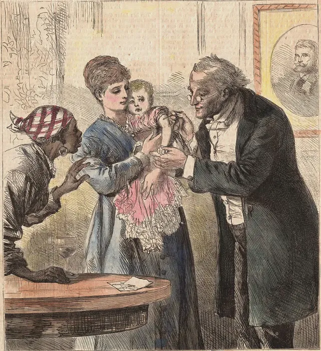 Framed Print : Physician Visiting Home of Infant for Vaccination Framed Print : Physician Visiting Home of Infant for Vaccination