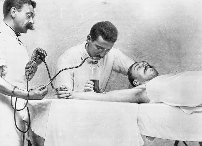 Framed Print : Physicians Preparing Patient for Transfusion Framed Print : Physicians Preparing Patient for Transfusion