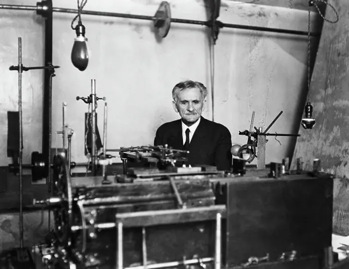 Framed Print : Physicist A.A. Michelson in Laboratory Framed Print : Physicist A.A. Michelson in Laboratory