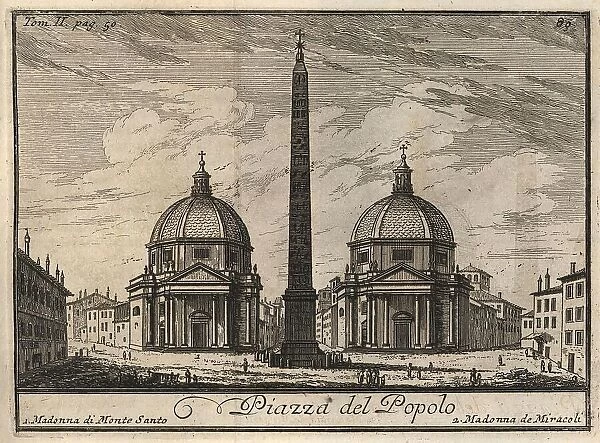 Piazza del Popolo, Rome, Italy, 1767, digital reproduction of an 18th century original, original date unknown