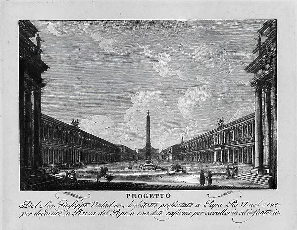 Piazza Progetto, Rome, Italy, digitally restored reproduction from Vedute principali e piu interessanti di Roma by Giovanni Battista, 1799