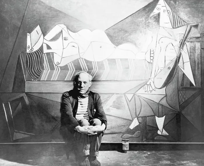 Framed Print : Picasso in Front of One of His Paintings