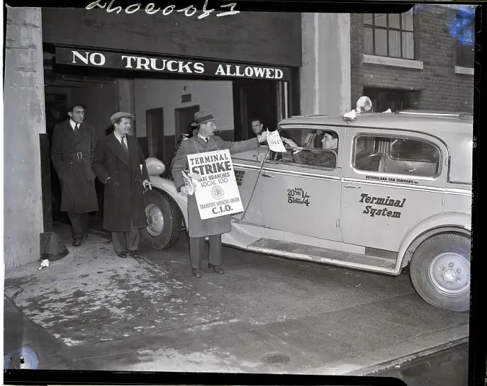 Framed Print : Picket Hands Strike Notice to Cab Driver Framed Print : Picket Hands Strike Notice to Cab Driver