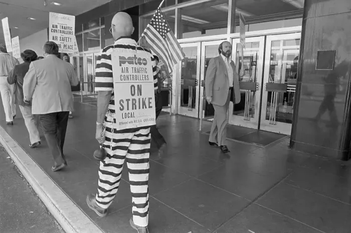 Framed Print : Picketer Dressed in Striped Outfit Framed Print : Picketer Dressed in Striped Outfit
