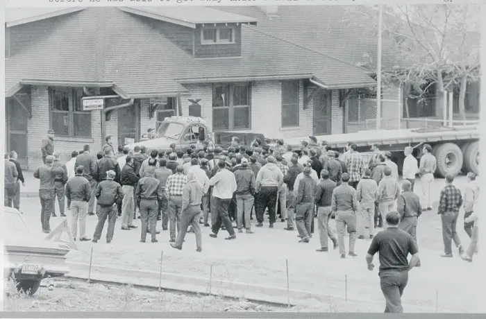 Framed Print : Picketers Blocking a Truck Framed Print : Picketers Blocking a Truck
