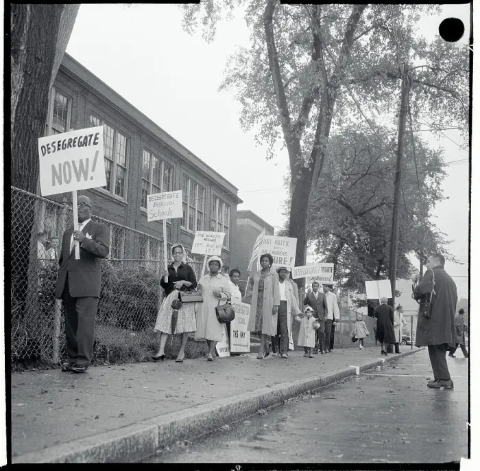 Framed Print : Picketers at Lincoln Elementary School Framed Print : Picketers at Lincoln Elementary School