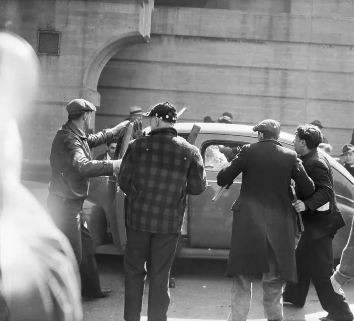 Framed Print : Picketers Pull Wilfred Johnson from Car Framed Print : Picketers Pull Wilfred Johnson from Car