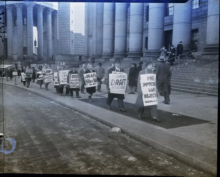 Framed Print : Pickets Are Shown Outside Of Court House Framed Print : Pickets Are Shown Outside Of Court House