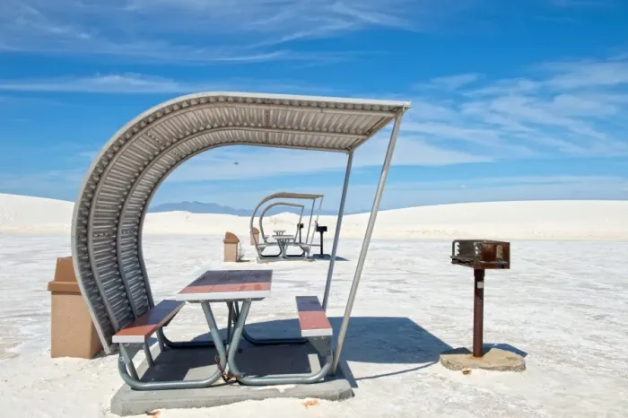 Framed Print : Picnic table at White Sands National Monument Framed Print : Picnic table at White Sands National Monument