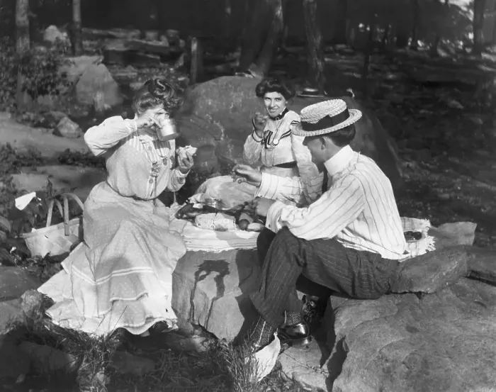 Framed Print : Picnic In The Woods, Circa 1900 Framed Print : Picnic In The Woods, Circa 1900