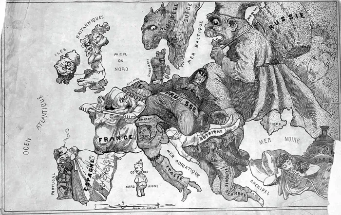 Framed Print : Pictorial Map Of Europe In 1870 Framed Print : Pictorial Map Of Europe In 1870