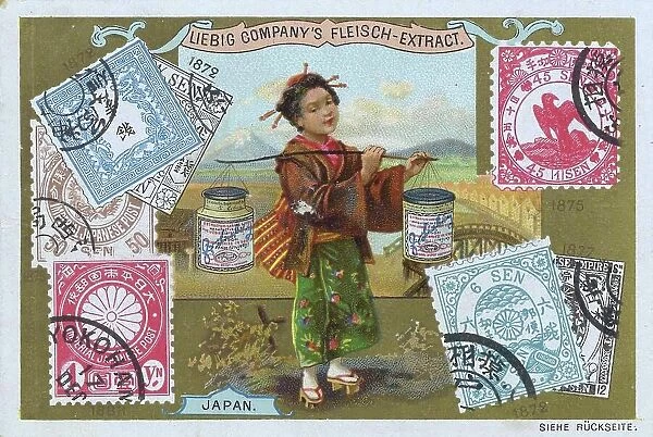 Picture series Countries and Stamps and Motifs, Japan, Historical, digitally restored reproduction of a Liebig collector's picture from the 19th century, exact date not known