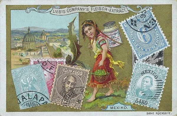 Picture series Countries and Stamps and Motifs, Mexico, Historical, digitally restored reproduction of a Liebig collector's picture from the 19th century, exact date not known
