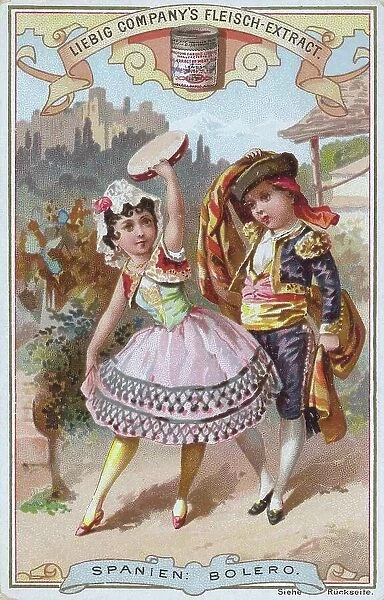Picture series Dances of the Countries, Spain, Bolero, digitally restored reproduction of a collector's picture from ca 1900