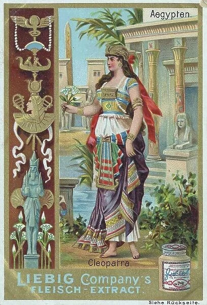 Picture series historical persons, Egypt, Cleopatra, Historical, digitally restored reproduction of a Liebig collector's picture from the 19th century, exact date not known
