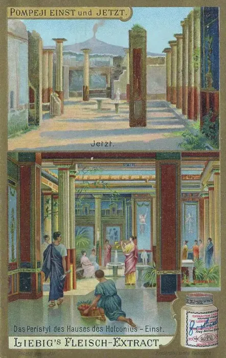 Framed Print : Picture series Pompeii once and in 1900, Italy, the peristyle of the house of Holconius, digitally restored reproduction of a collective picture from ca 1900, in the public domain, exact date unknown