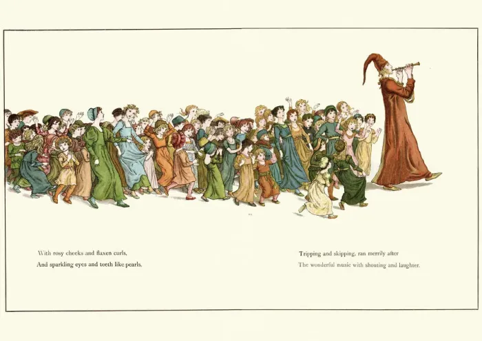 Framed Print : The Pied Piper leading the children away Framed Print : The Pied Piper leading the children away