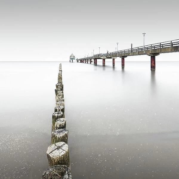Pier with diving gondola at the Baltic resort Zingst, Germany