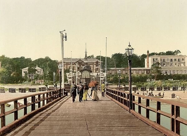 Pier in Heringsdorf, Mecklenburg-Western Pomerania, Germany, Historic, Photochrome print from the 1890s