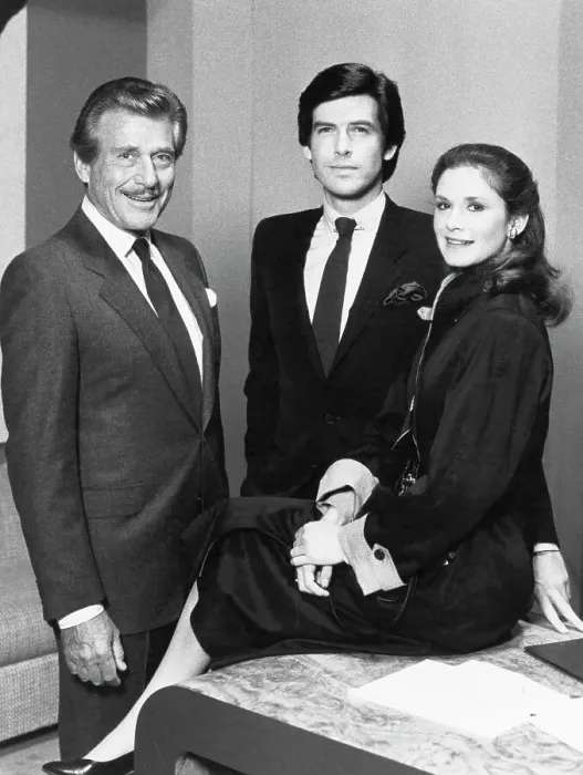 Framed Print : Pierce Brosnan with Efrem Zimbalist Jr. and Daughter Stephanie