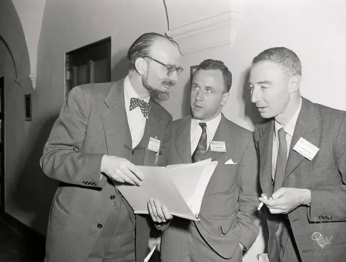 Framed Print : Pierre Auger Conversing with Colleagues