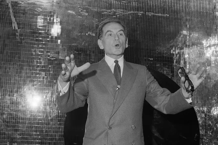 Framed Print : Pierre Cardin Speaking and Gesturing with Hands Framed Print : Pierre Cardin Speaking and Gesturing with Hands