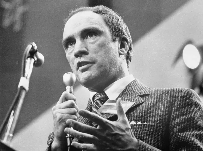 Framed Print : Pierre Elliot Trudeau Speaking into Microphone Framed Print : Pierre Elliot Trudeau Speaking into Microphone