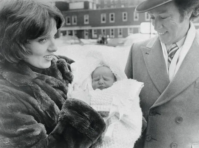 Framed Print : Pierre and Margaret Trudeau Smiling with Newborn Son