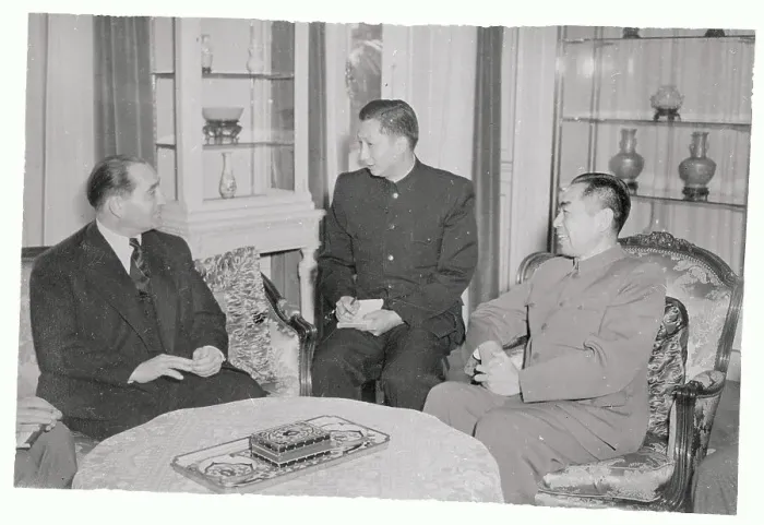 Framed Print : Pierre Mendes-France with Chou-En-Lai Framed Print : Pierre Mendes-France with Chou-En-Lai