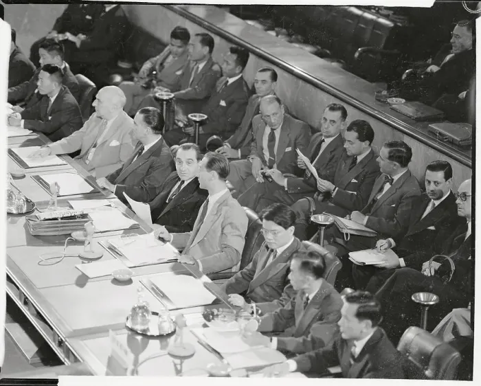 Framed Print : Pierre Mendes-France Speaking to French Delegates Framed Print : Pierre Mendes-France Speaking to French Delegates