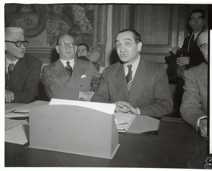 Framed Print : Pierre Mendes-France Talking to Edgar Faure Framed Print : Pierre Mendes-France Talking to Edgar Faure