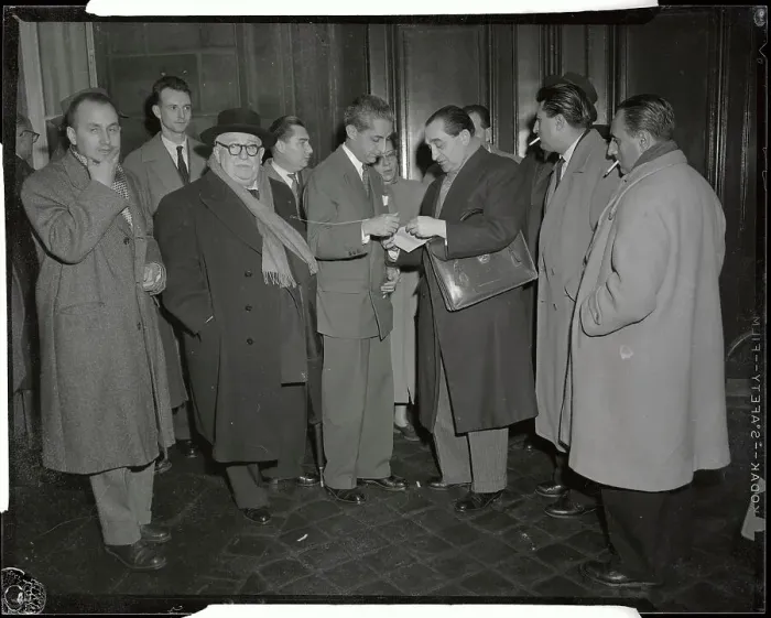 Framed Print : Pierre Mendes France Talking with Newsmen Framed Print : Pierre Mendes France Talking with Newsmen