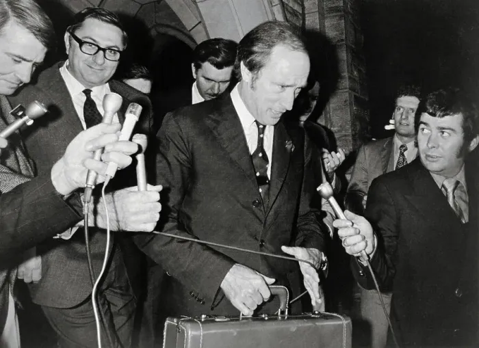 Framed Print : Pierre Trudeau Acknowledging Reporters Framed Print : Pierre Trudeau Acknowledging Reporters