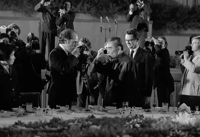 Framed Print : Pierre Trudeau and Chou En-Lai Enjoying a Toast Framed Print : Pierre Trudeau and Chou En-Lai Enjoying a Toast