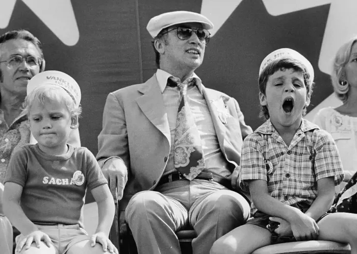 Framed Print : Pierre Trudeau with Sons Framed Print : Pierre Trudeau with Sons