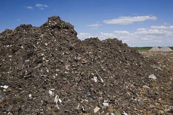 Pile of discarded automotive debris at a waste management site, Quebec, Canada