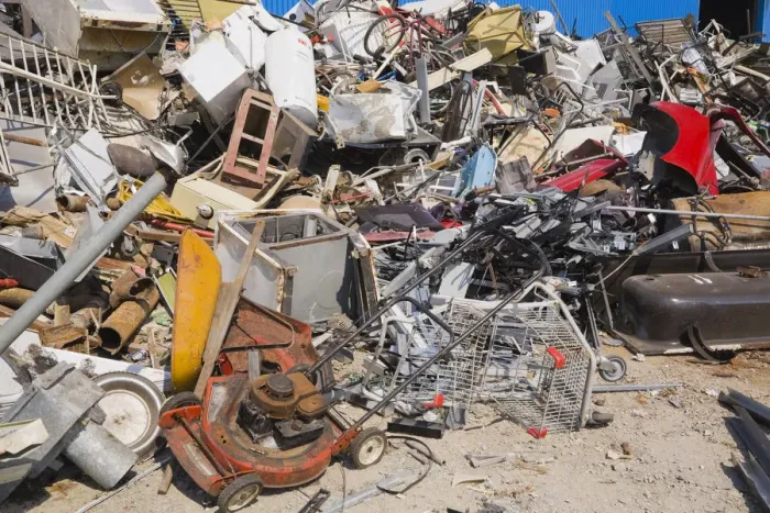 Framed Print : Pile of discarded household and industrial items at a scrap metal recycling centre, Quebec, Canada Framed Print : Pile of discarded household and industrial items at a scrap metal recycling centre, Quebec, Canada