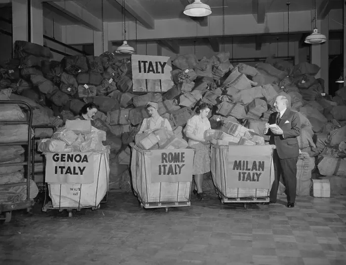 Framed Print : Piles of Packages Going to Italy Framed Print : Piles of Packages Going to Italy