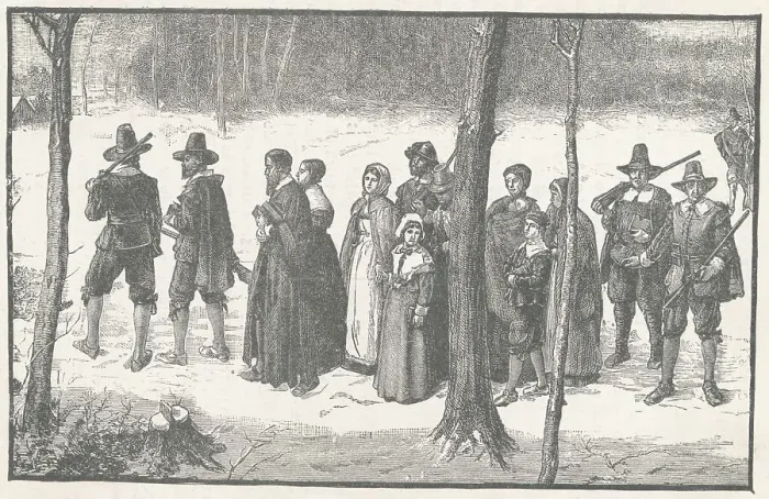Framed Print : Pilgrims Heading to Church