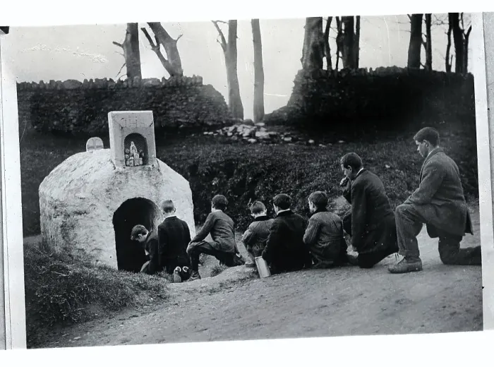 Framed Print : Pilgrims at Shrine to Partake of Holy Water Framed Print : Pilgrims at Shrine to Partake of Holy Water