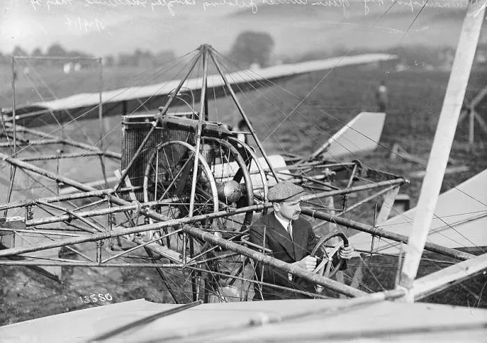 Framed Print : Pilot in Early Flying Machine Framed Print : Pilot in Early Flying Machine