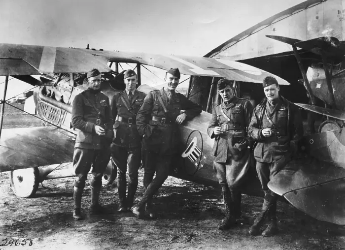 Framed Print : Pilot Eddie Rickenbacker with Flight Crew